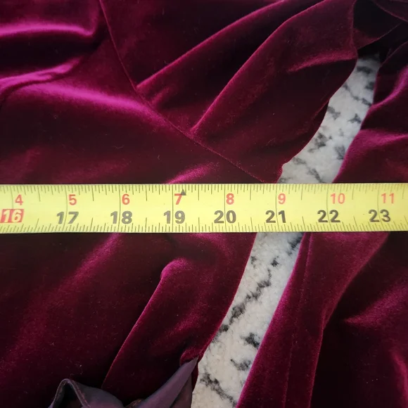 Vintage Velvet Burgundy Wrap Blazer Jacket Ruffle Tie Romantic Victorian 44 - Picture 6 of 9